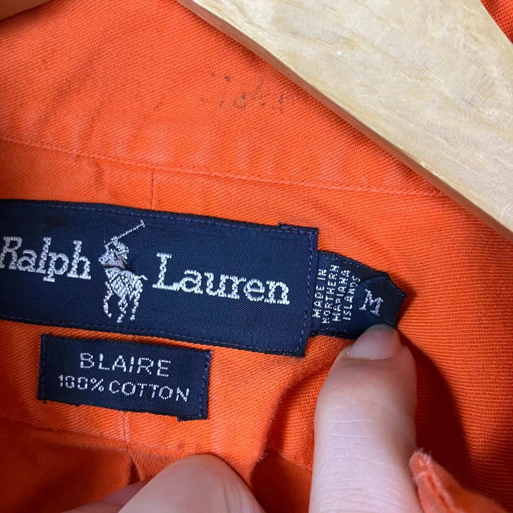 Vtg Ralph Lauren Button Down Shirt Lot 2 Mens M Orange Blaire Blake Long Sleeve - Picture 4 of 16